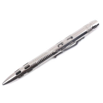 Hollow stainless steel tactical pen with LED light